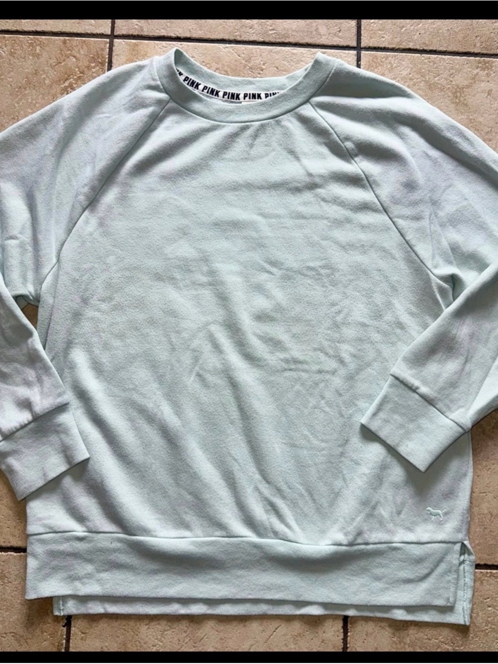 Women’s Baby Blue Pink Victoria’s Secret Crew Sweatshirt size Medium Large
